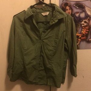 Army green button down shirt